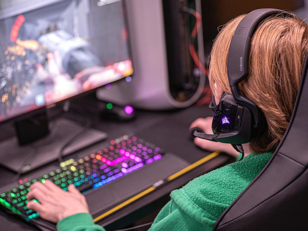 Student playing video games