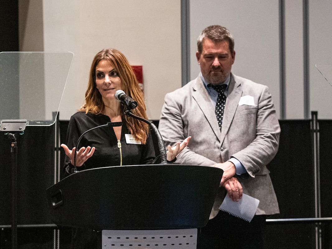 Farah Combs giving a presentation