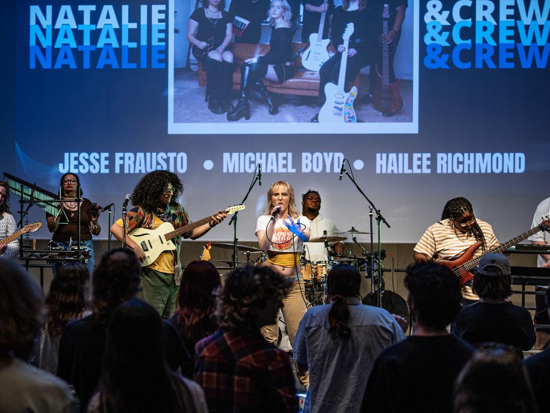 Natalie and Crew on stage at Dons Got Music in the International Ballroom