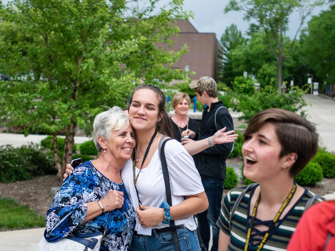Family member and student at Orientation.