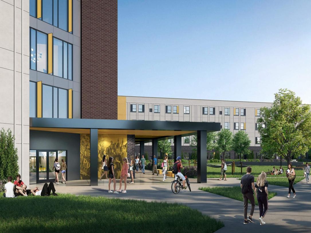 Student housing rendering, ground level