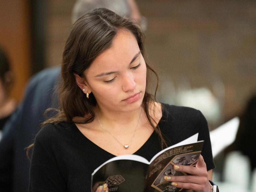Student at the College of Science recognition event.