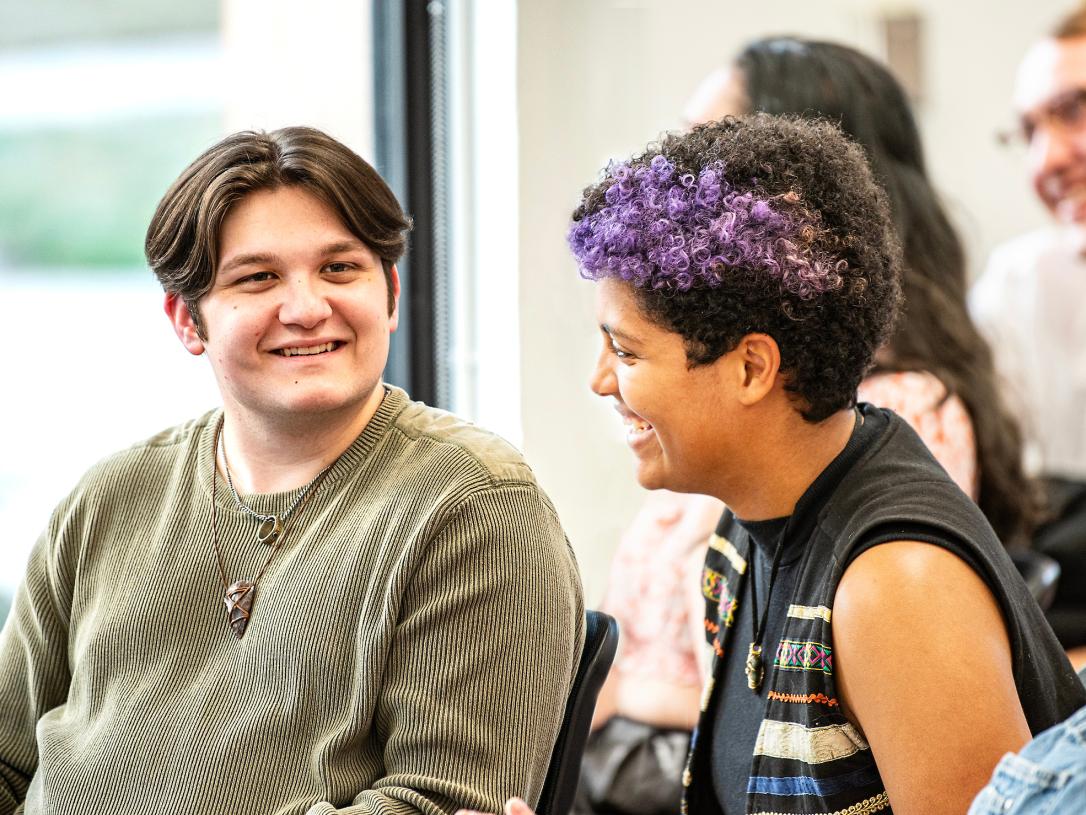 Students in the IdeaSpace in Helmke Library.