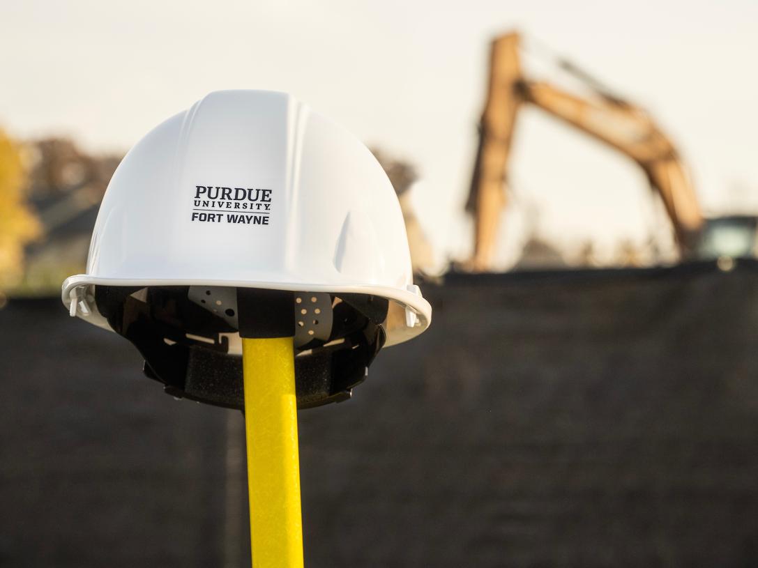 a construction helmet