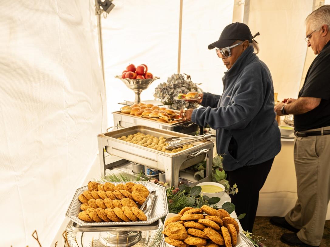 Food table at the Trace groundbreaking.