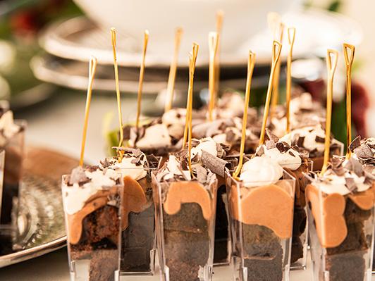 Small dessert cups with shovel spoons