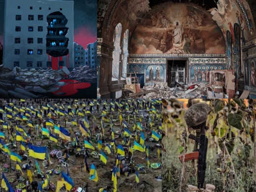 a photo with Ukrainian flags
