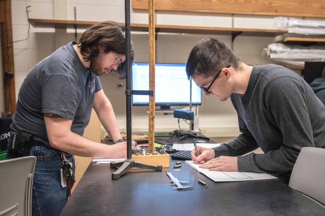 Students working in a physics lab.