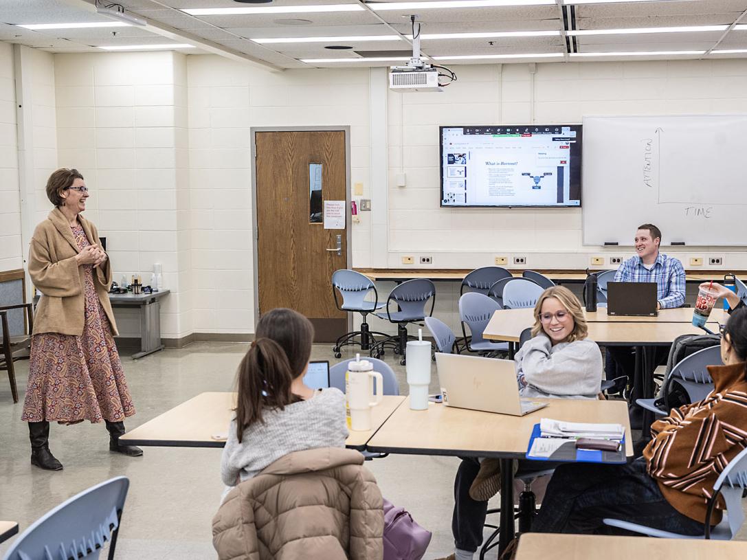 A group of teacher candidates in a classroom setting