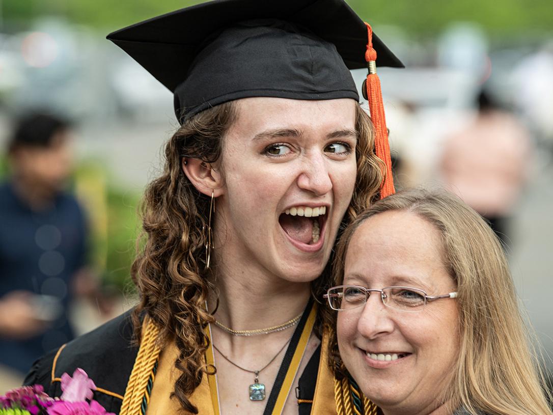 A grad and her friend