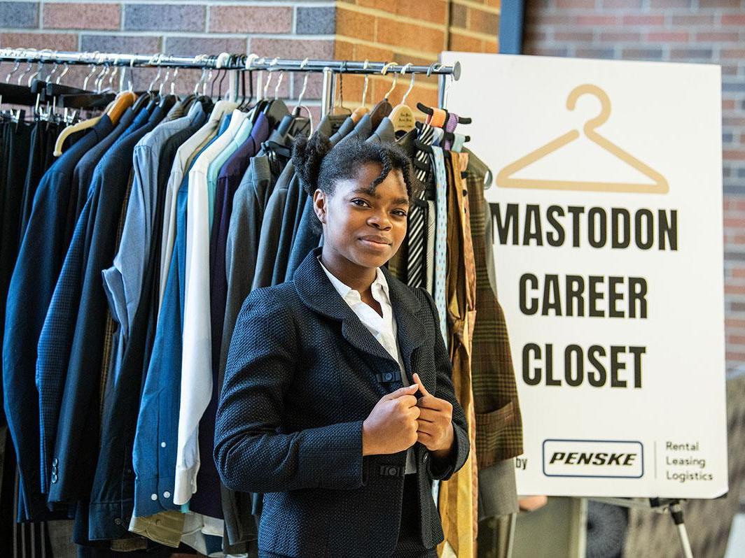 A student is wearing professional clothing