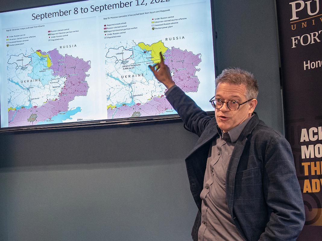 Dr. Toole speaks during the Ukraine-Panel