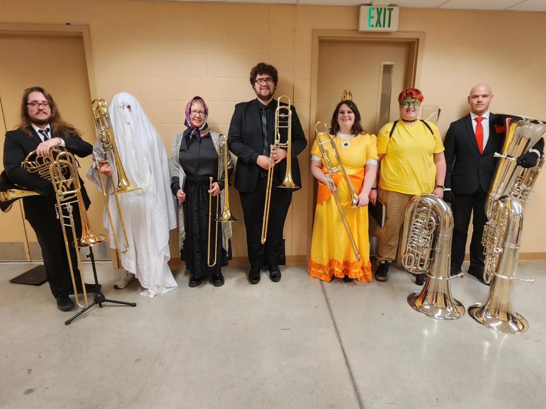 Members of the PFW Orchestra show off their Halloween costumes