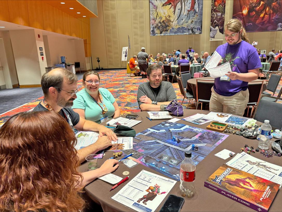 Dell Kaufeld is helping out at a board game convention