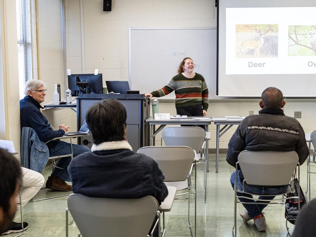 Students are learning English in a classroom