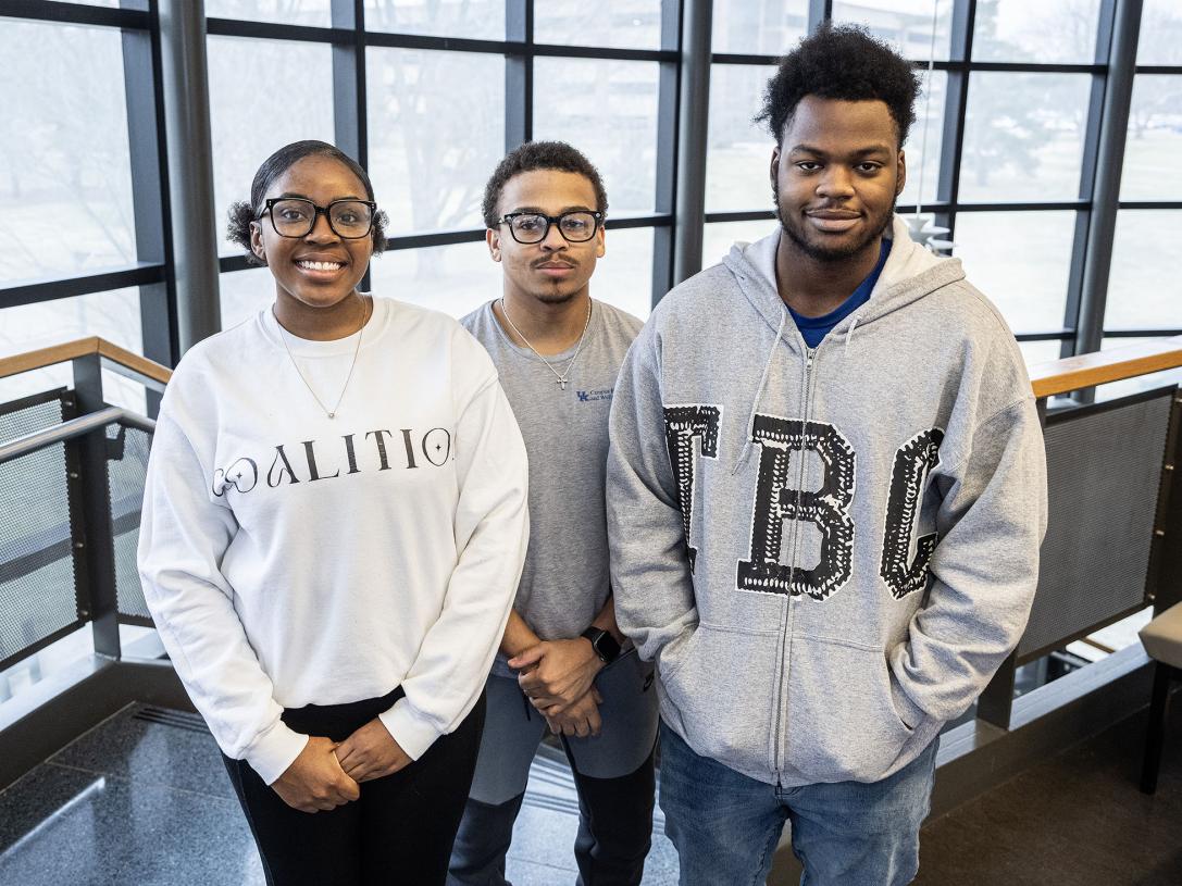 Group portrait of Lania Fleming, Cameron Smith, and Charles Lewis
