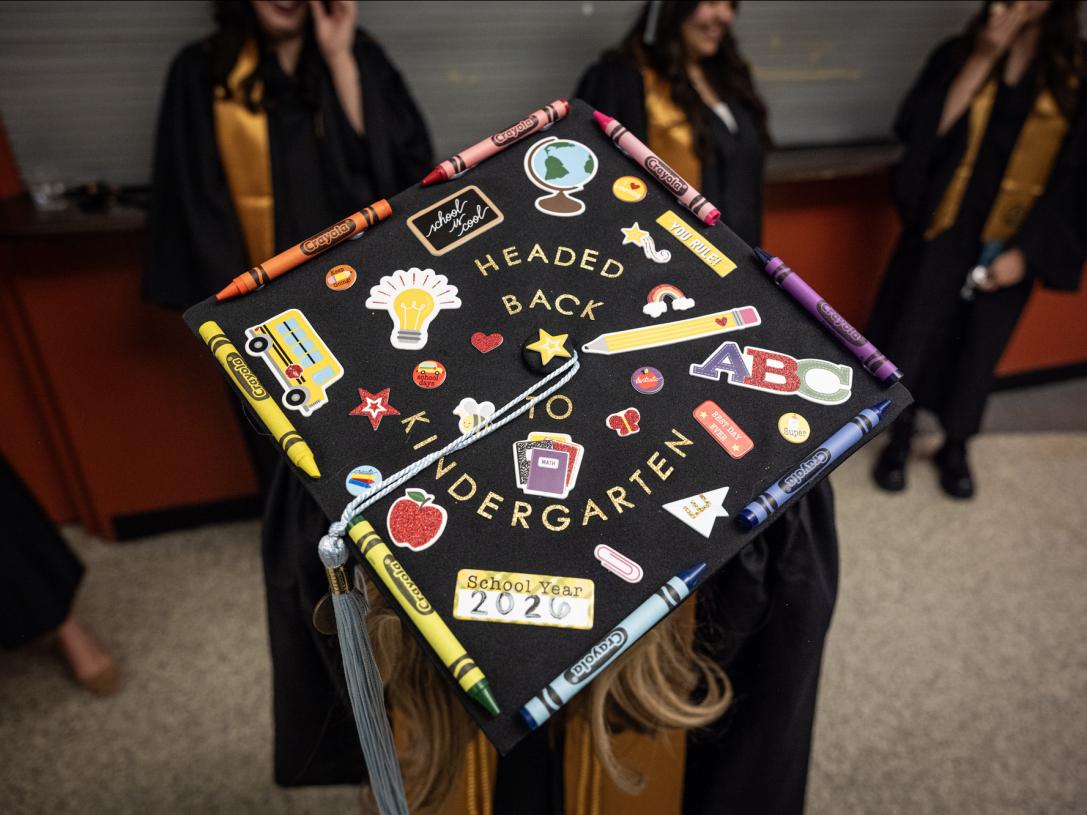 Decorated cap at the PFW 2026 commencement ceremony