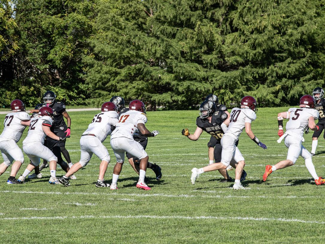 Football players on a field