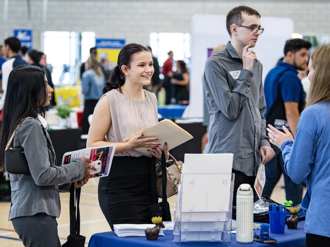 Students at a career fair