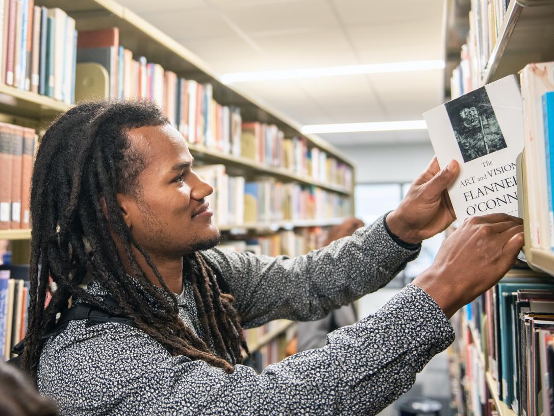 An education student visiting the library