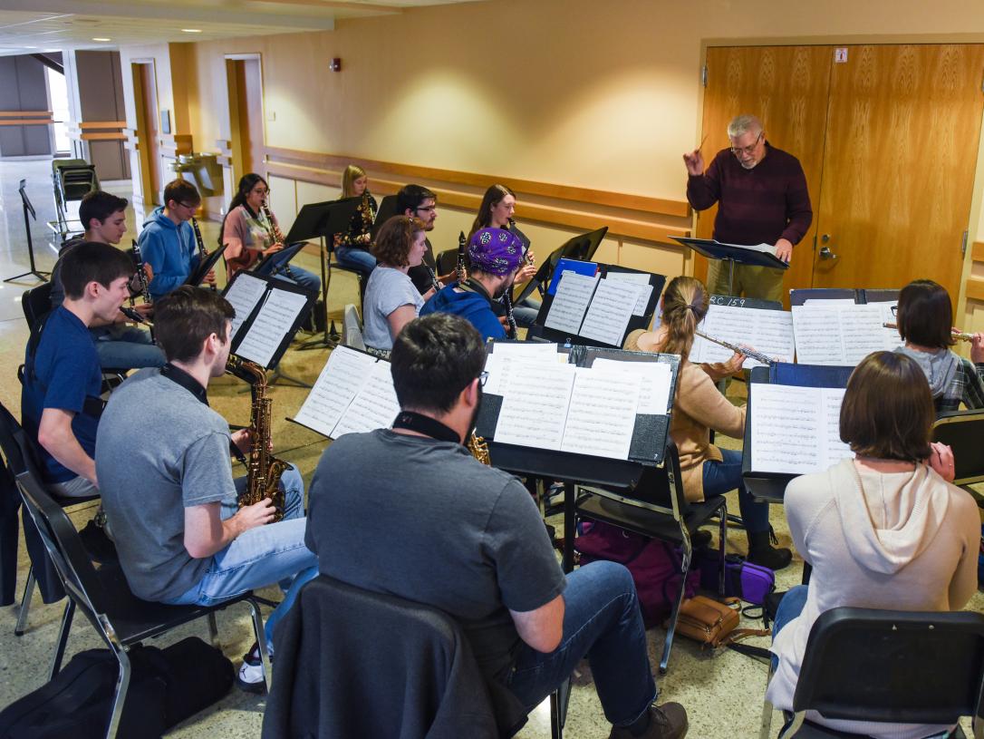 Students rehearsing for a concert.