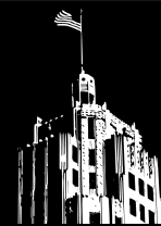 Black and white image of the Lincoln Bank Tower building downtown Fort Wayne, IN