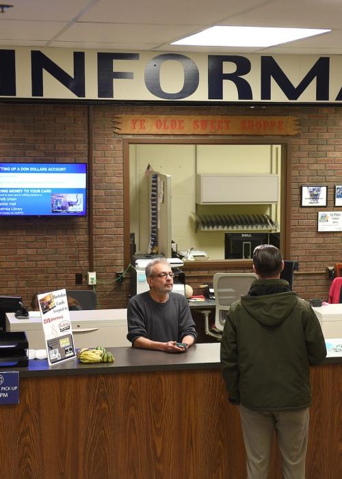 Information desk on campus.
