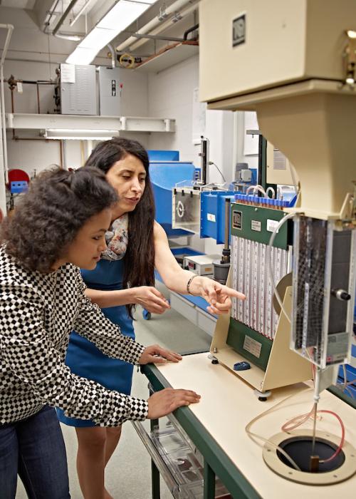 Student and professor in a lab