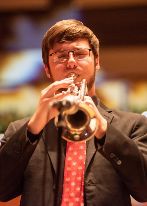 Student playing trumpet