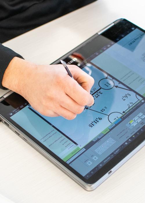 Student working on tablet