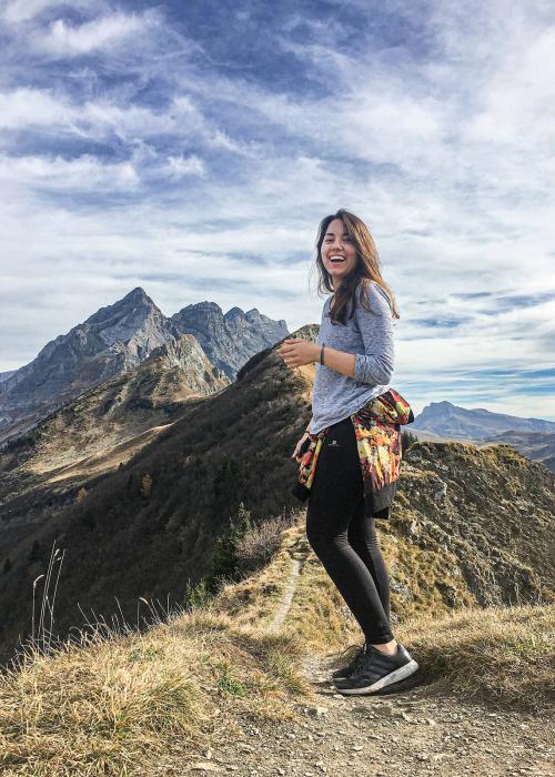 Purdue Fort Wayne student standing on a mountain