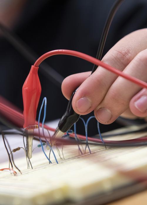 Close up photo of a circuit board.