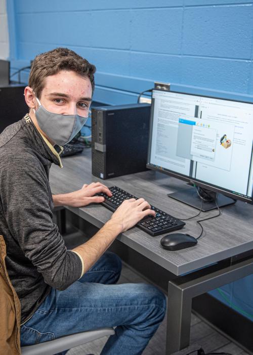 Student at a computer