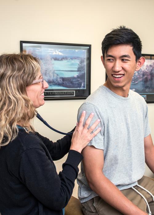 Student being examined