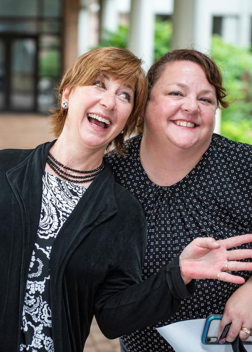 Staff members outdoors