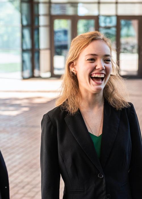 Student wearing a suit