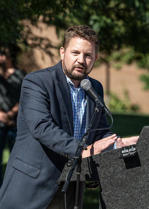 Michael Kirchner speaks at Military Appreciation Day at Purdue Fort Wayne