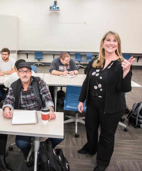 Students and professor