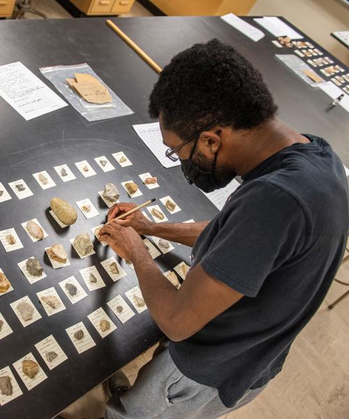Student in an anthropology lab.