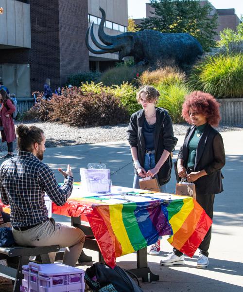 Booth at the Pride fair on campus.