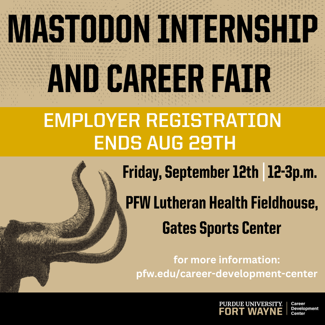 Mastodon Internship and Career Fair, 9/12, Lutheran Fieldhouse, 12-3pm