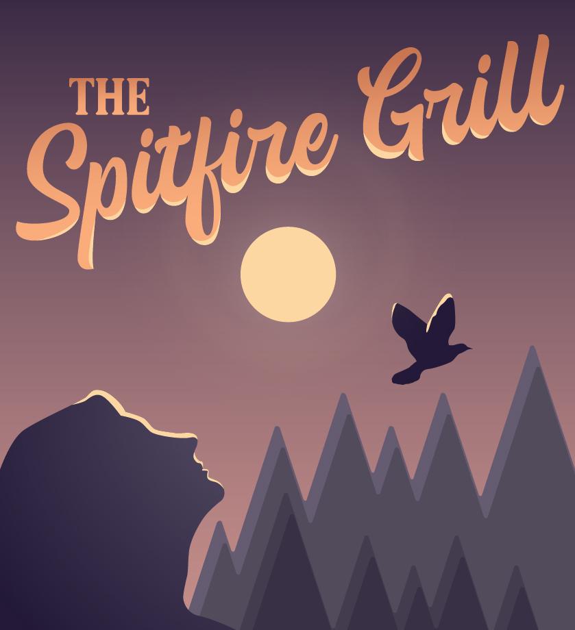 Spitfire Grill artwork, a profile of a woman's face looking up at the moon