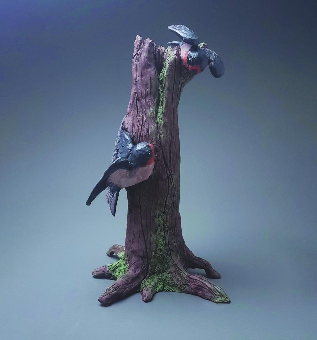 Sculpture of birds on a tree by student Alexa Ross