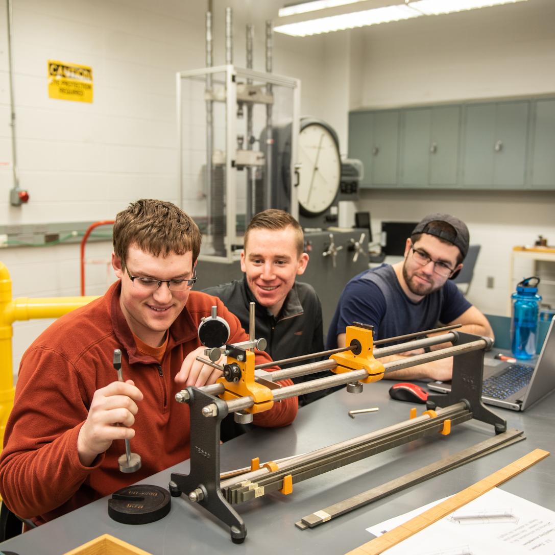Students using equipment