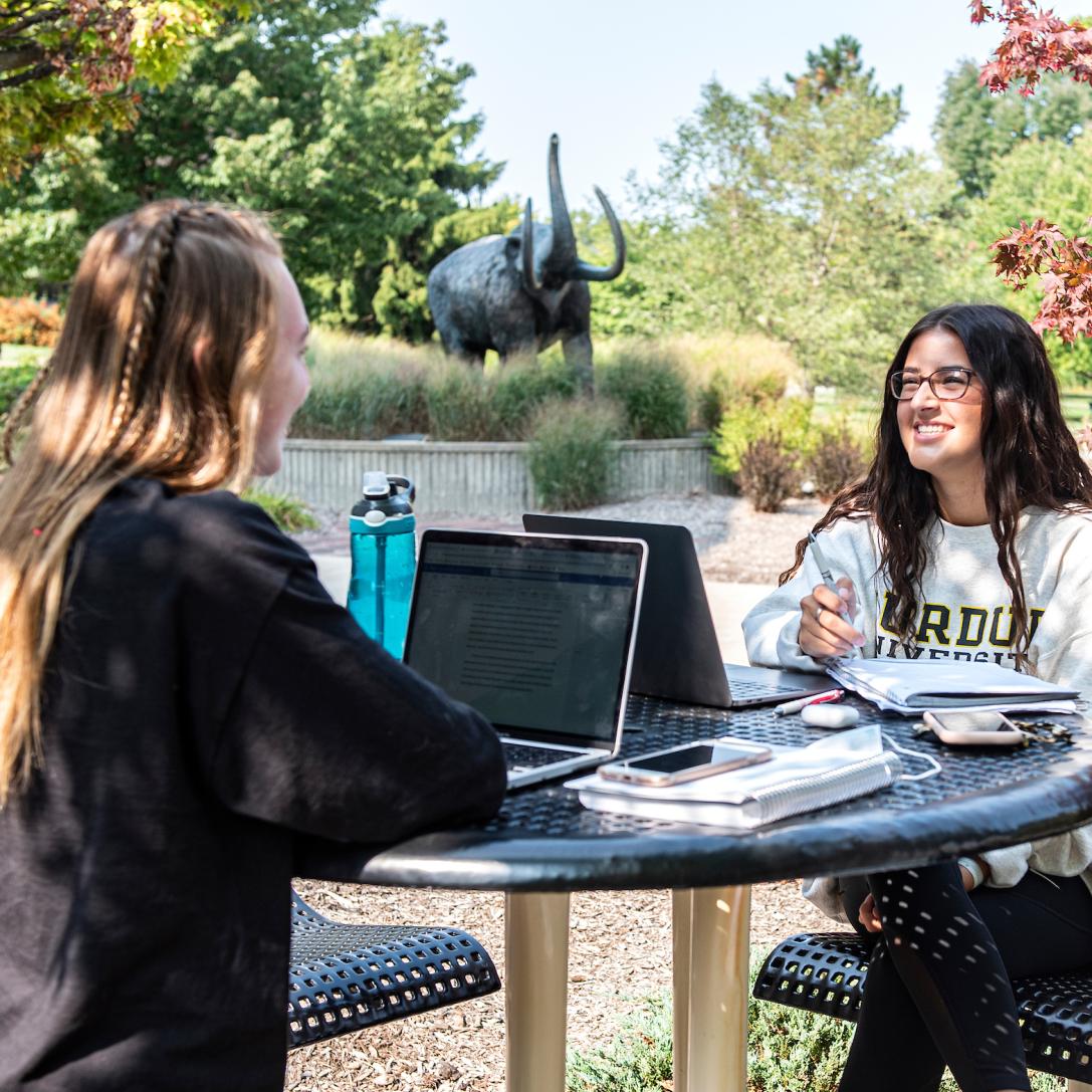 Students sitting outdoors