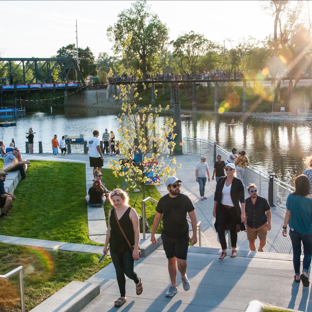 People walking in a park