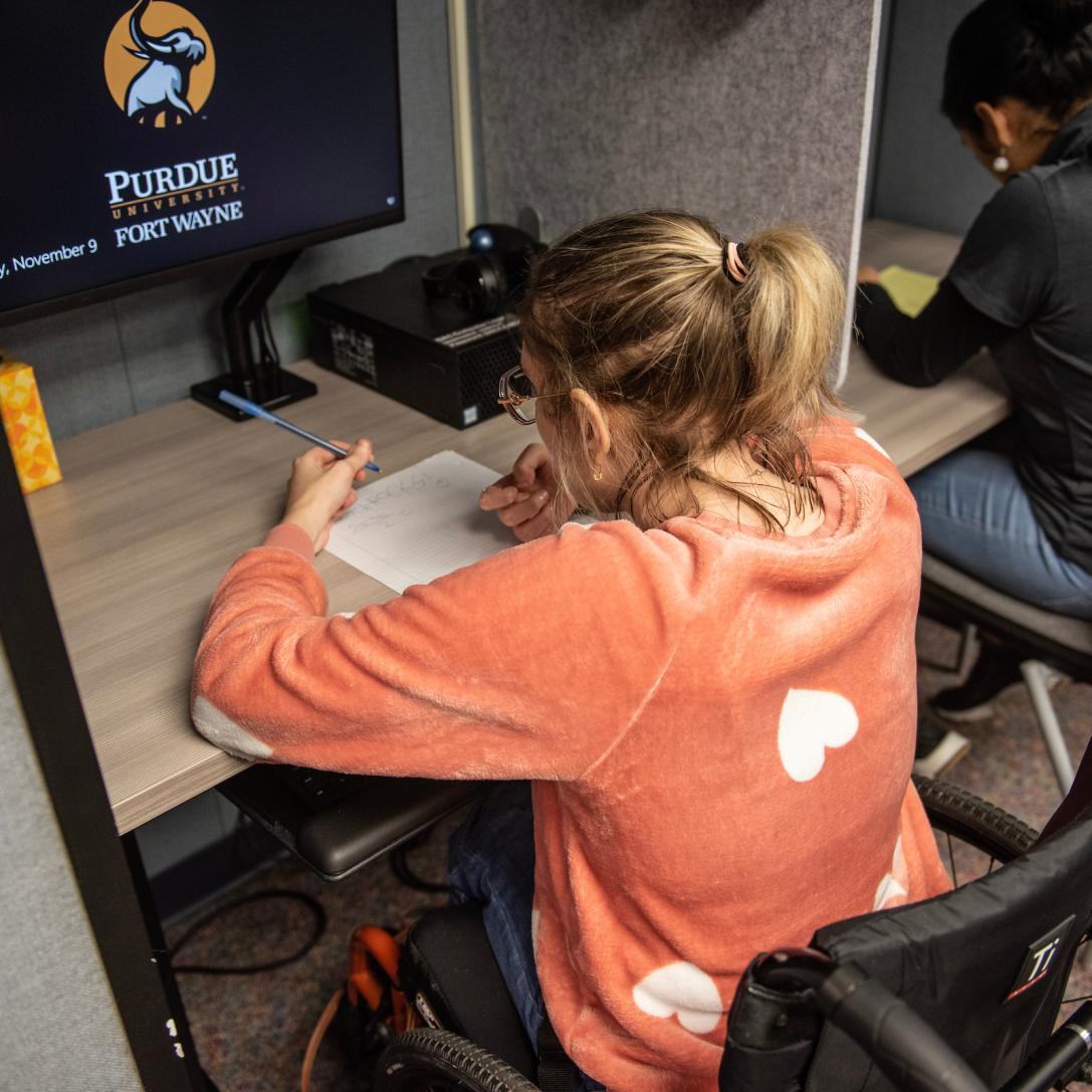 Student taking a test
