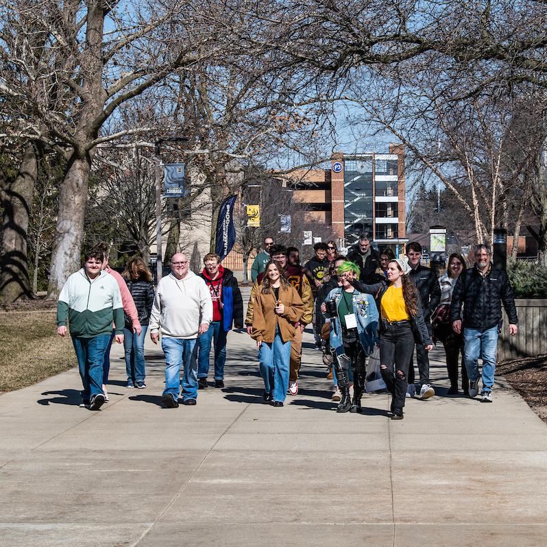 Prospective students and their families on a tour.