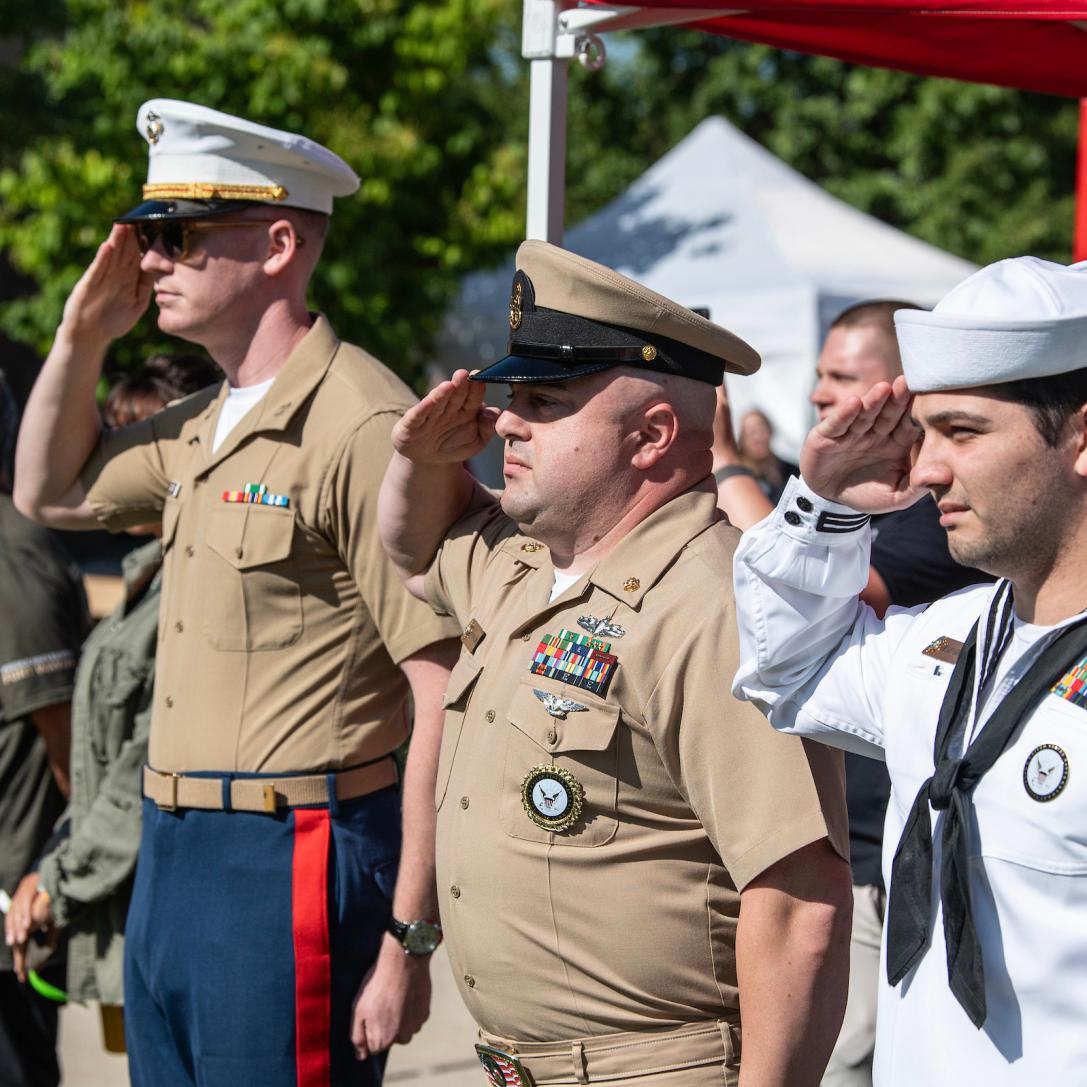 Students at military day