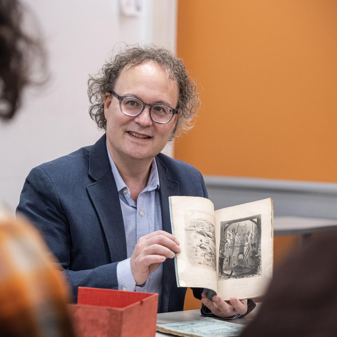 English professor in classroom